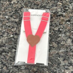 Dog Pink Suspenders with Heart Detail